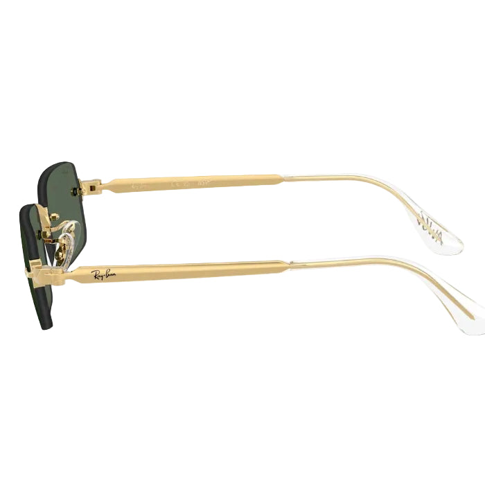 Bamboo-framed eyeglasses with a Ray-Ban logo on a white background