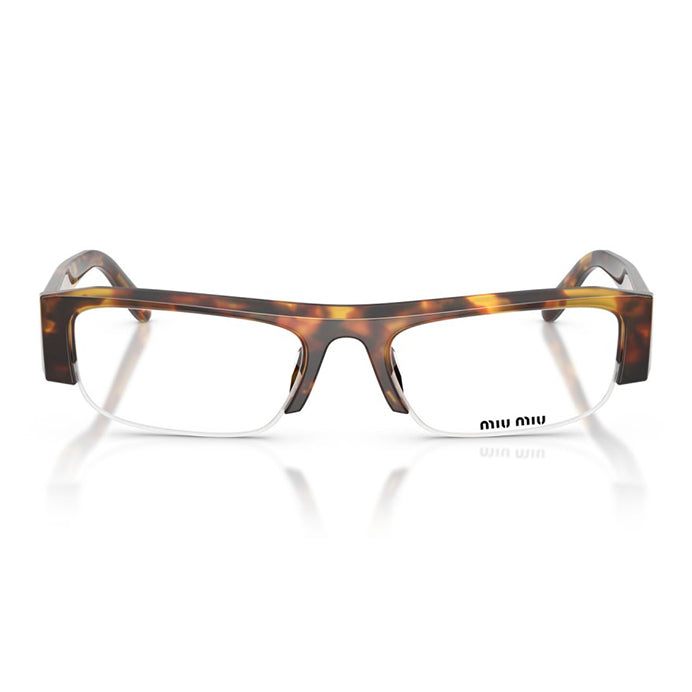 Miu Miu MUB07S 14L08N havana rectangle sunglasses with clear blue-light filter lenses