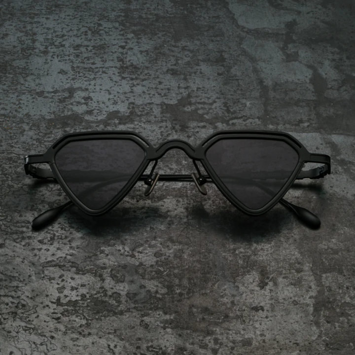 Capote ACX221 Geometric Titanium Sunglasses Black Frame Black Lenses