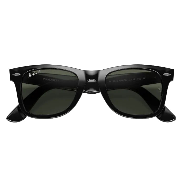 Black sunglasses with a reflective surface on a white background