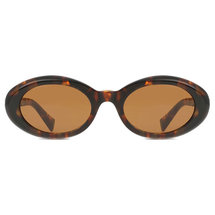 Miu Miu MUB09S 14L20V Honey Tortoise oval sunglasses with dark bronze lenses