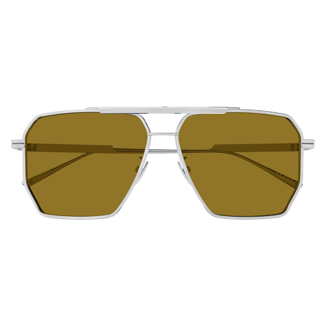 Bottega Veneta BV1012S 007 Men Aviator Sunglasses Silver Metal Frame Grey Lens