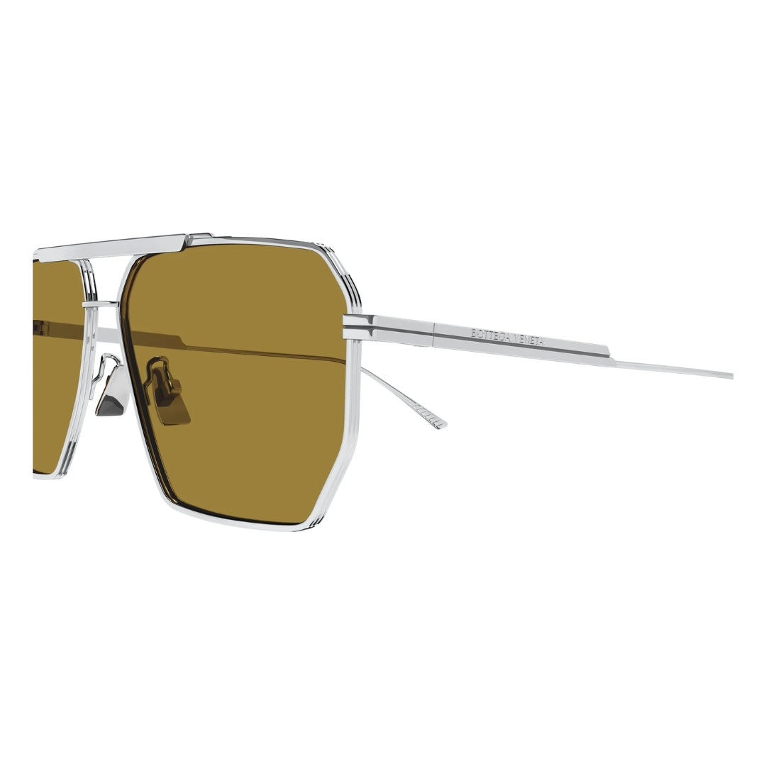 Bottega Veneta BV1012S 007 Men Aviator Sunglasses Silver Metal Frame Grey Lens