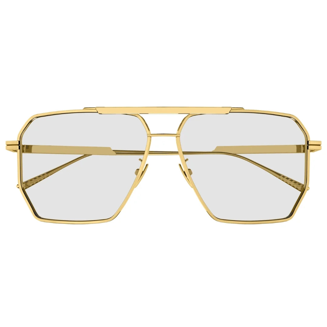 Bottega Veneta BV1012S 009 Men Aviator Sunglasses Gold Metal Frame Brown Lens