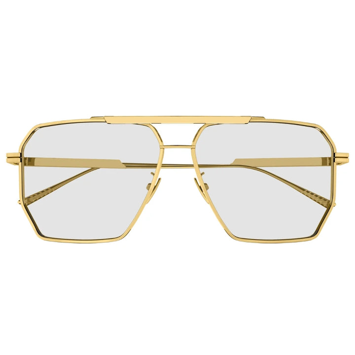 Bottega Veneta BV1012S 009 Men Aviator Sunglasses Gold Metal Frame Brown Lens