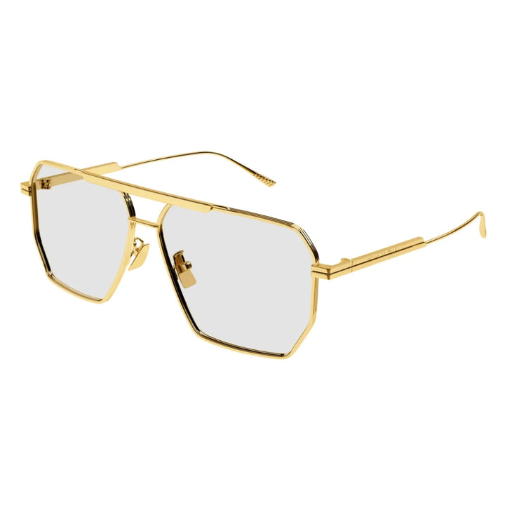 Bottega Veneta BV1012S 009 Men Aviator Sunglasses Gold Metal Frame Brown Lens