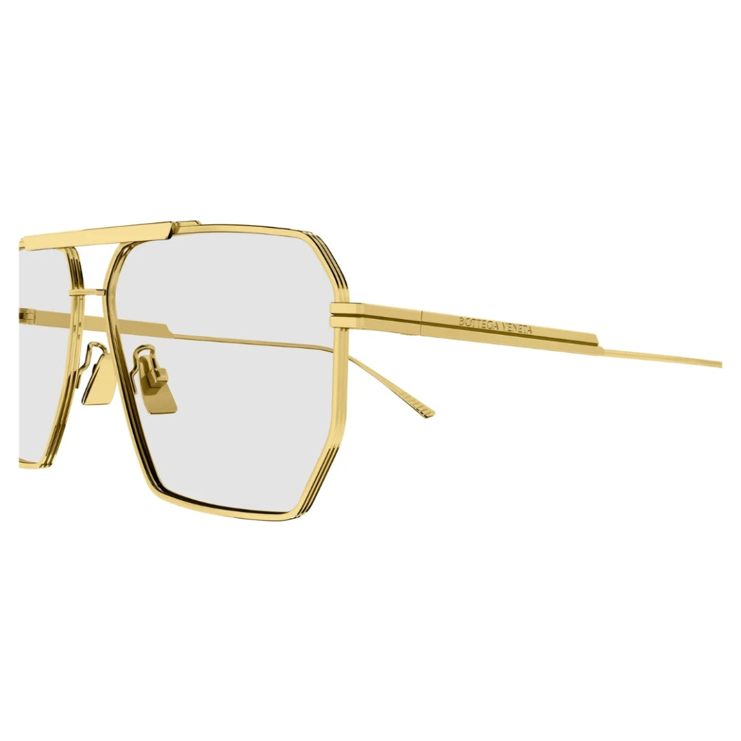 Bottega Veneta BV1012S 009 Men Aviator Sunglasses Gold Metal Frame Brown Lens