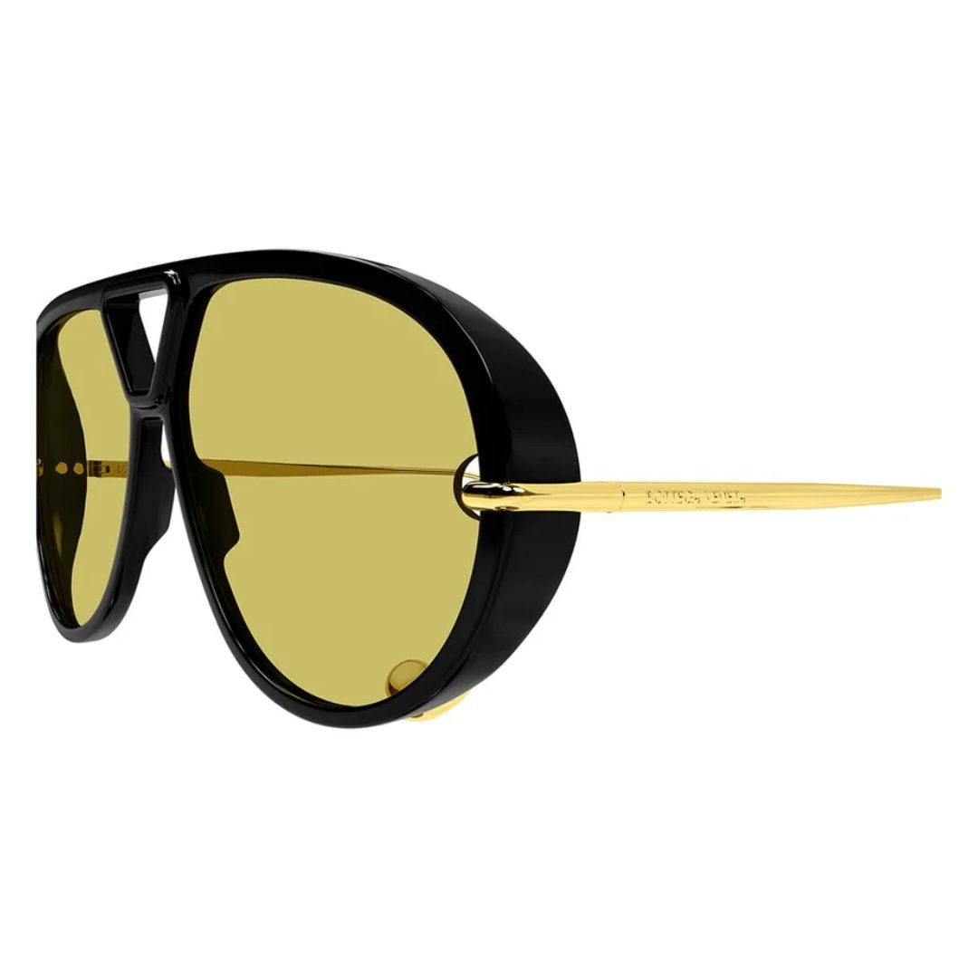 Bottega Veneta BV1273S 003 Women Oversized Aviator Sunglasses Black Frame Yellow Lens