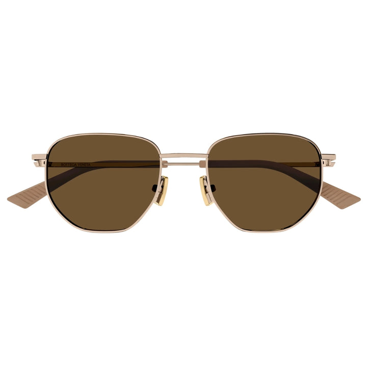 Bottega Veneta BV1301S 002 Round Pantos Sunglasses Gold Metal Frame Brown Lens