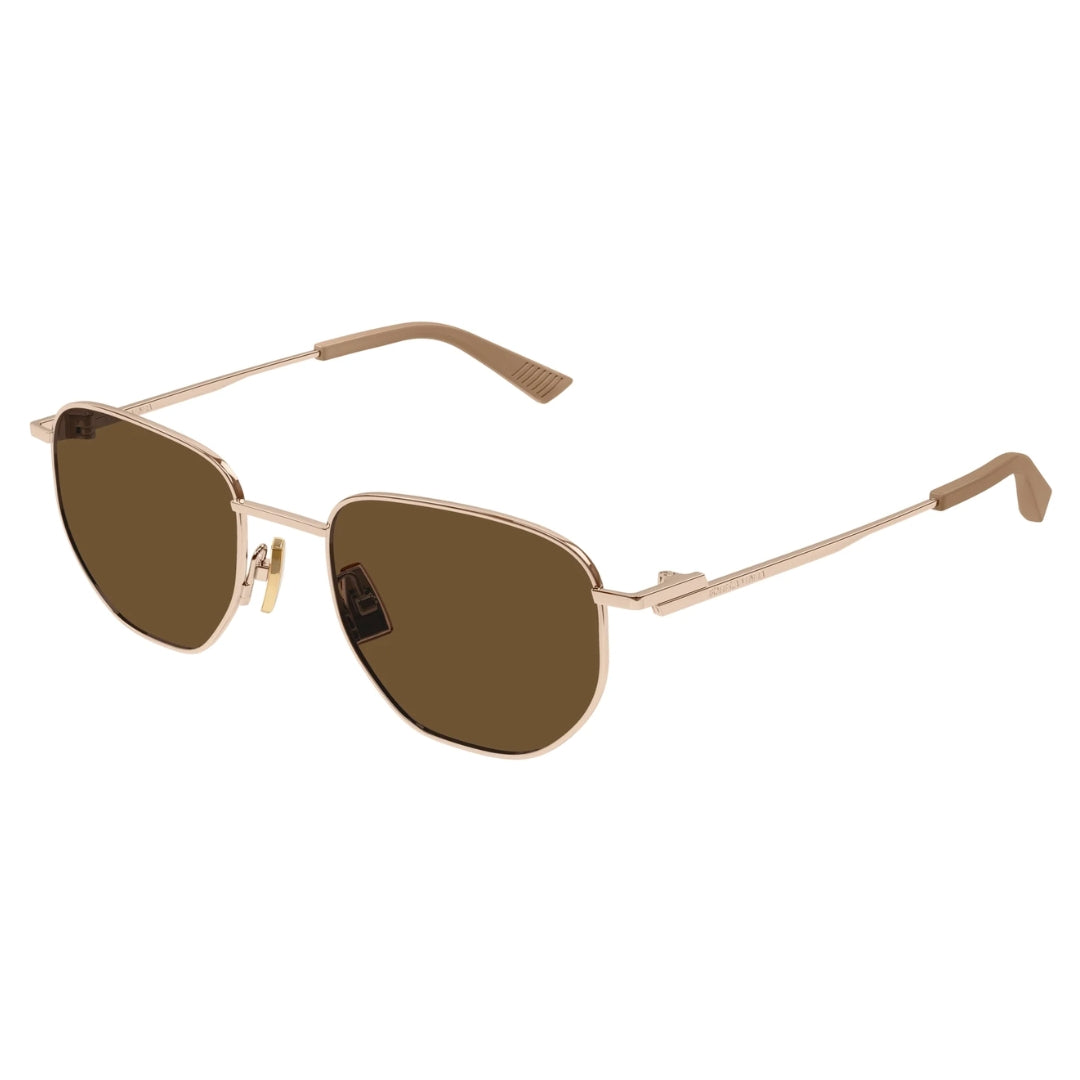 Bottega Veneta BV1301S 002 Round Pantos Sunglasses Gold Metal Frame Brown Lens