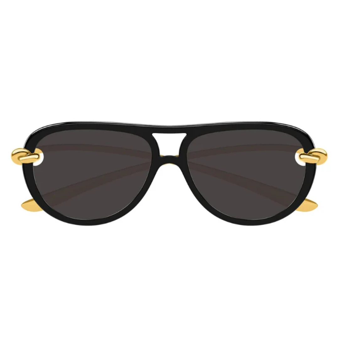 Bottega Veneta BV1418S 005 Women Aviator Sunglasses Black Frame Grey Lens