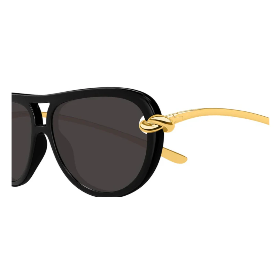 Bottega Veneta BV1418S 005 Women Aviator Sunglasses Black Frame Grey Lens