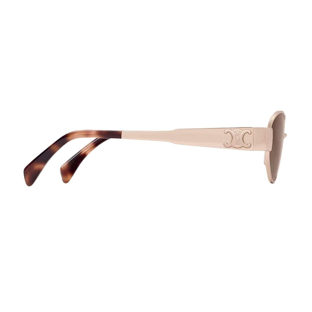 CELINE CL40235U 28E Oval Sunglasses Rose Gold Frame Brown Mirror Lenses