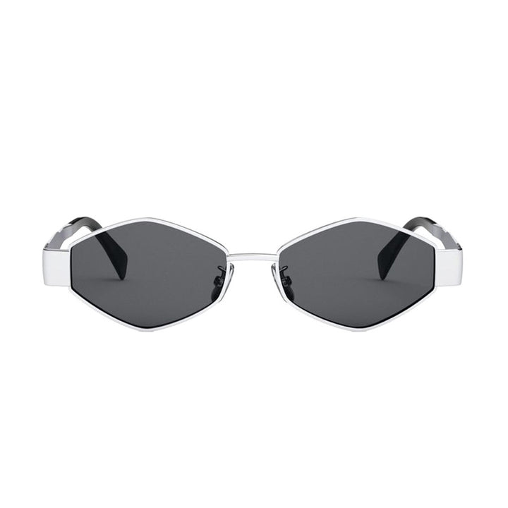 CELINE CL40254U 16A Triomphe Rectangle Sunglasses Palladium Metal Frame Grey Lenses