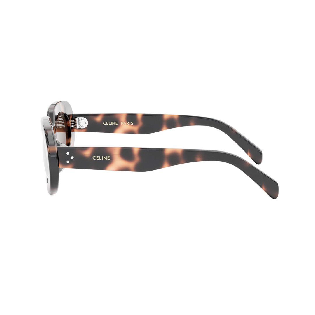 CELINE CL40276U 53E Women Oval Sunglasses Tortoise Acetate Frame Brown Mirror Lenses