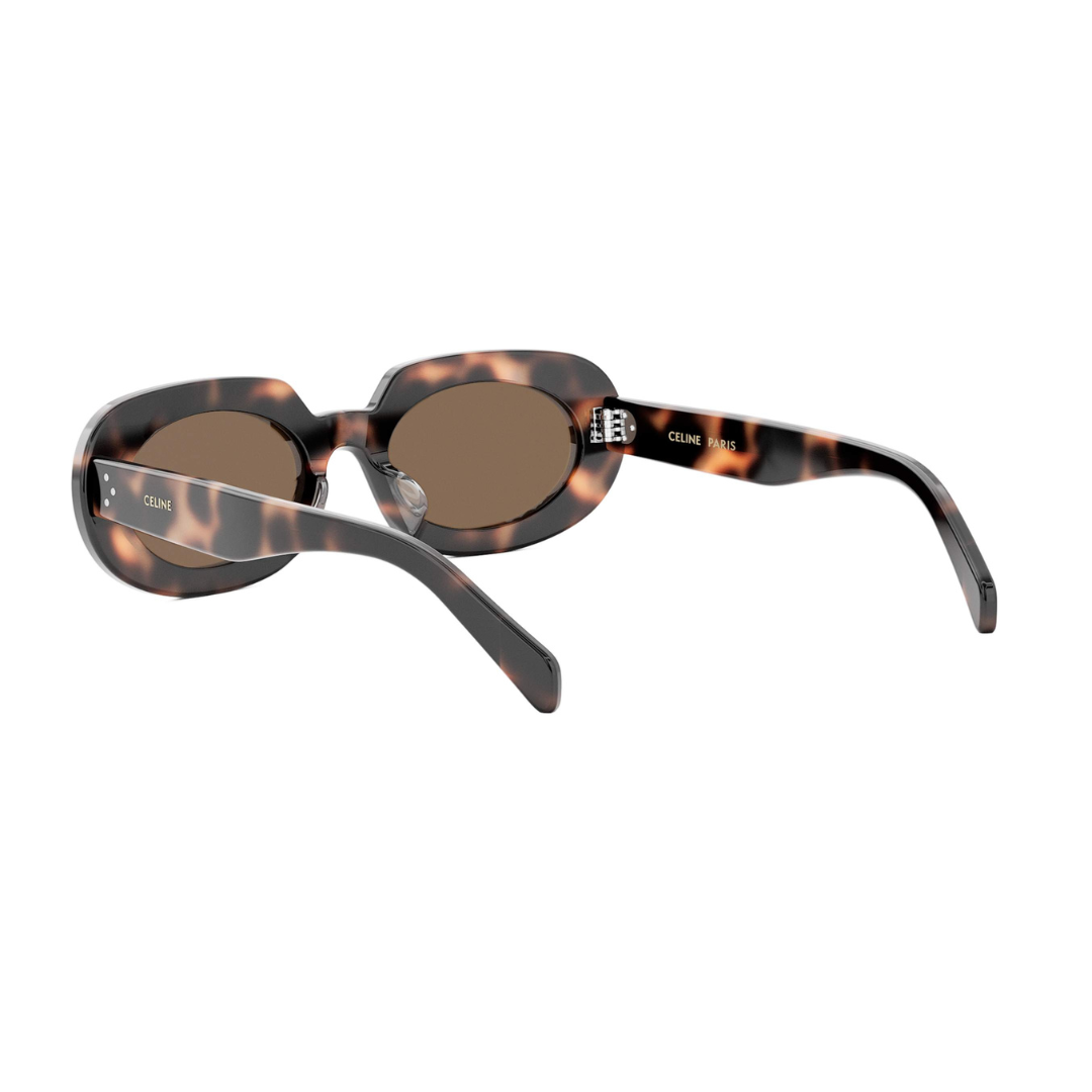 CELINE CL40276U 53E Women Oval Sunglasses Tortoise Acetate Frame Brown Mirror Lenses