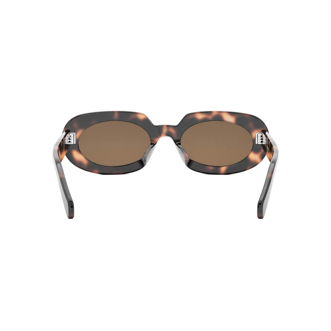 CELINE CL40276U 53E Women Oval Sunglasses Tortoise Acetate Frame Brown Mirror Lenses
