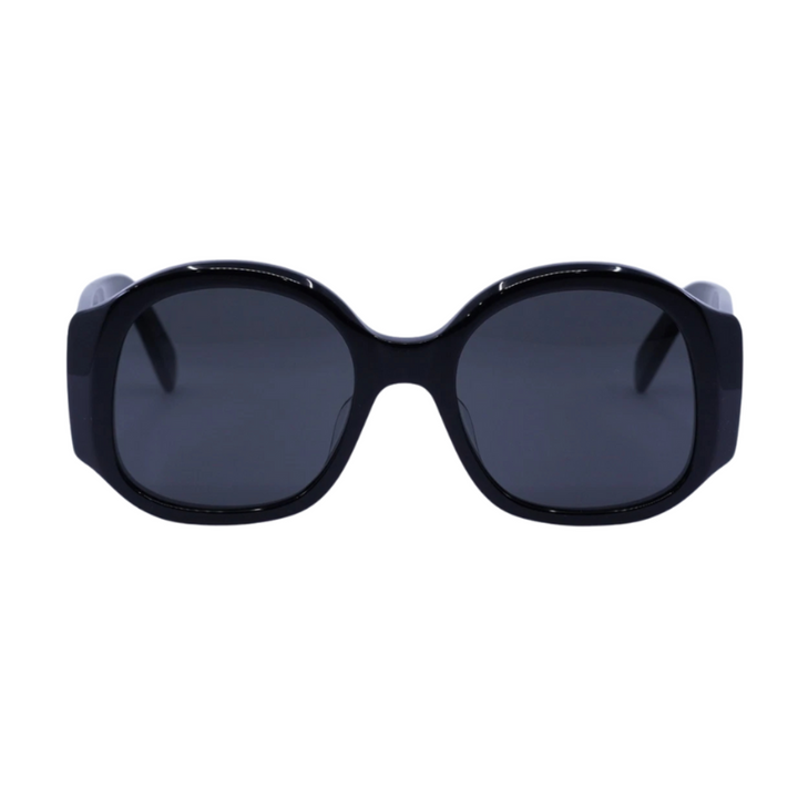 CELINE CL40305U 01A Women Oversized Round Sunglasses Black Acetate Frame Grey Lenses