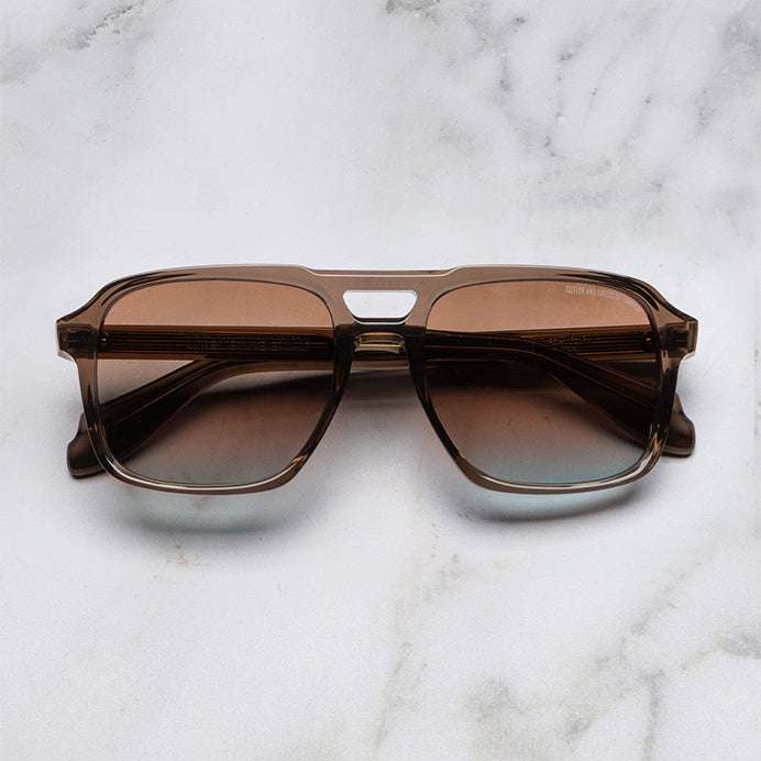Cutler and Gross 1394 Brown Crystal Aviator Sunglasses