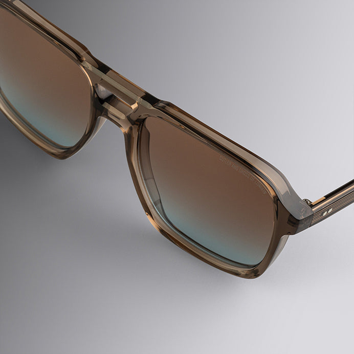 Cutler and Gross 1394 Brown Crystal Aviator Sunglasses