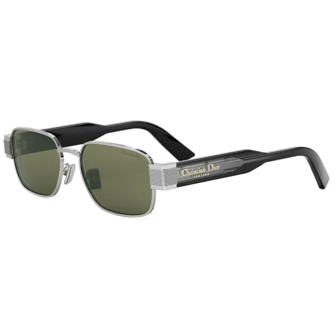 Black sunglasses with a logo on a white background