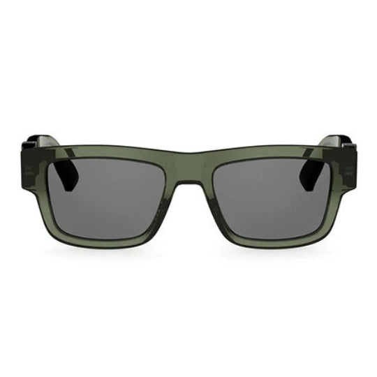 Black sunglasses with dark lenses on a white background