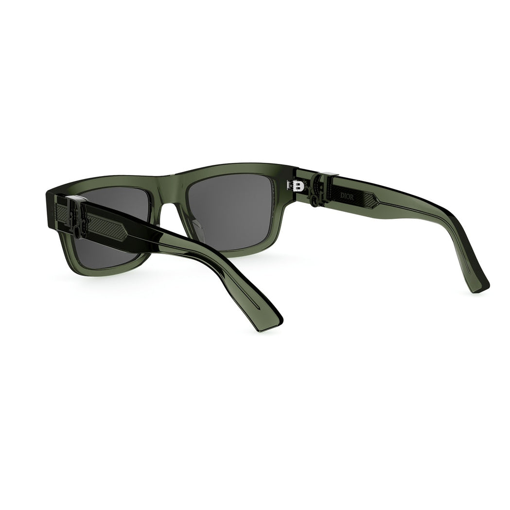 Olive green sunglasses with dark gray lenses and a small white logo on the temple, shown on a plain white background.