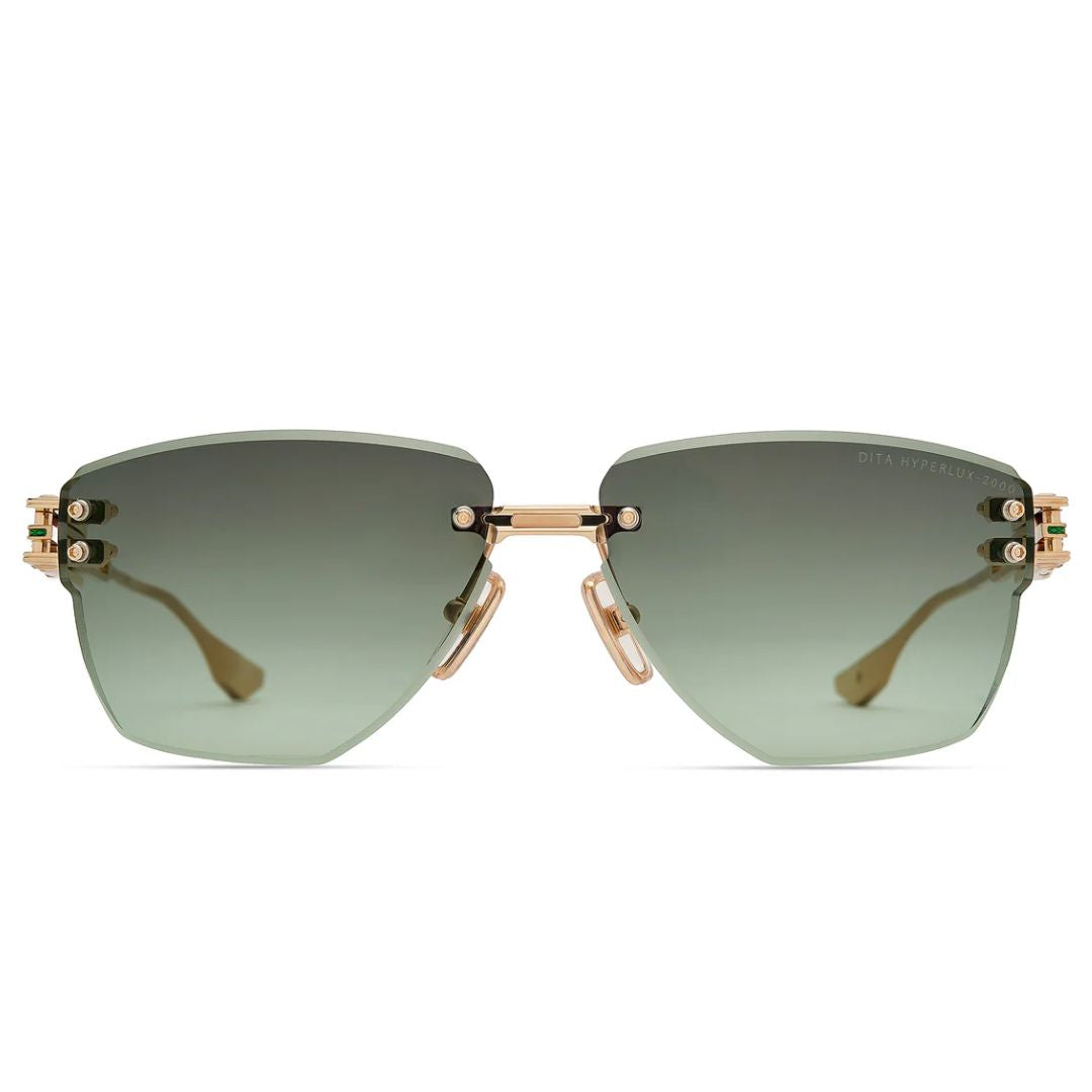 Dita DTS197A 02 Hyperlux-2000 Aviator Sunglasses White Gold Frame Grey Lens