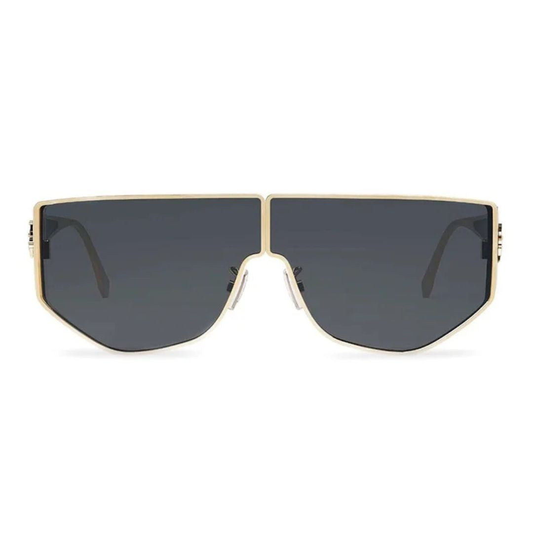 Fendi FE40051U 32A Shield Sunglasses Gold Frame Grey Lens
