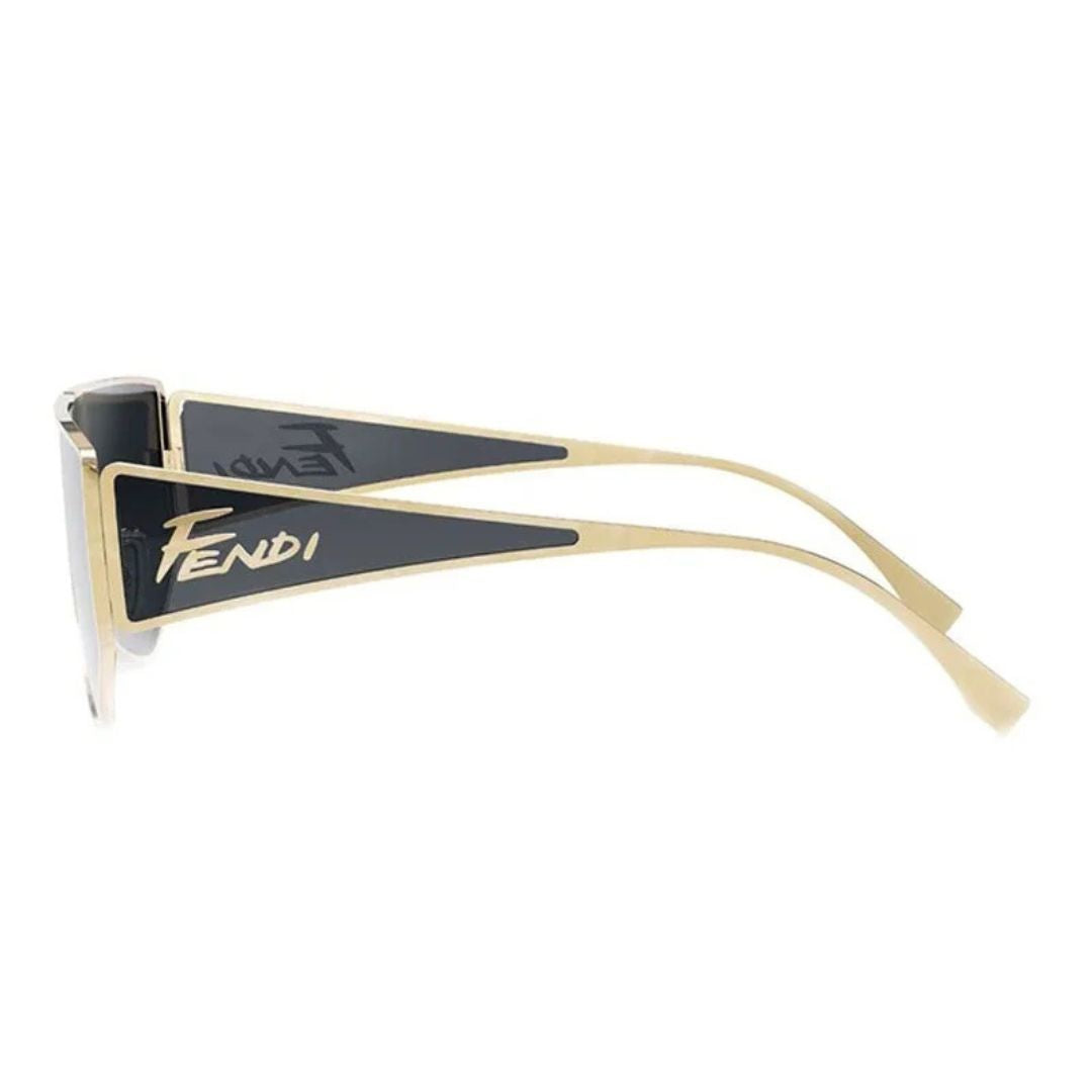 Fendi FE40051U 32A Shield Sunglasses Gold Frame Grey Lens