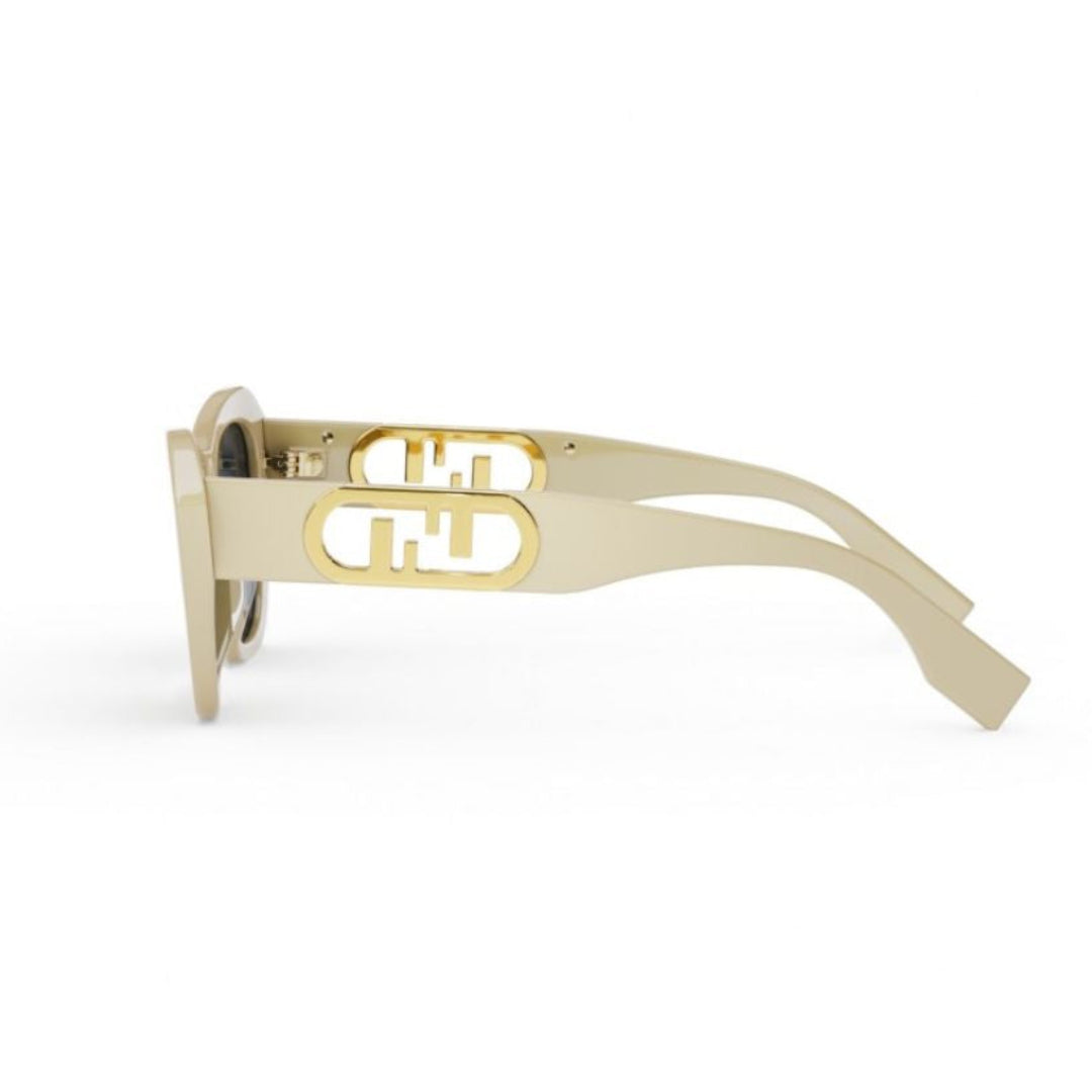 Fendi FE40064I 25V Women Cat Eye Sunglasses Ivory Frame Blue Lenses