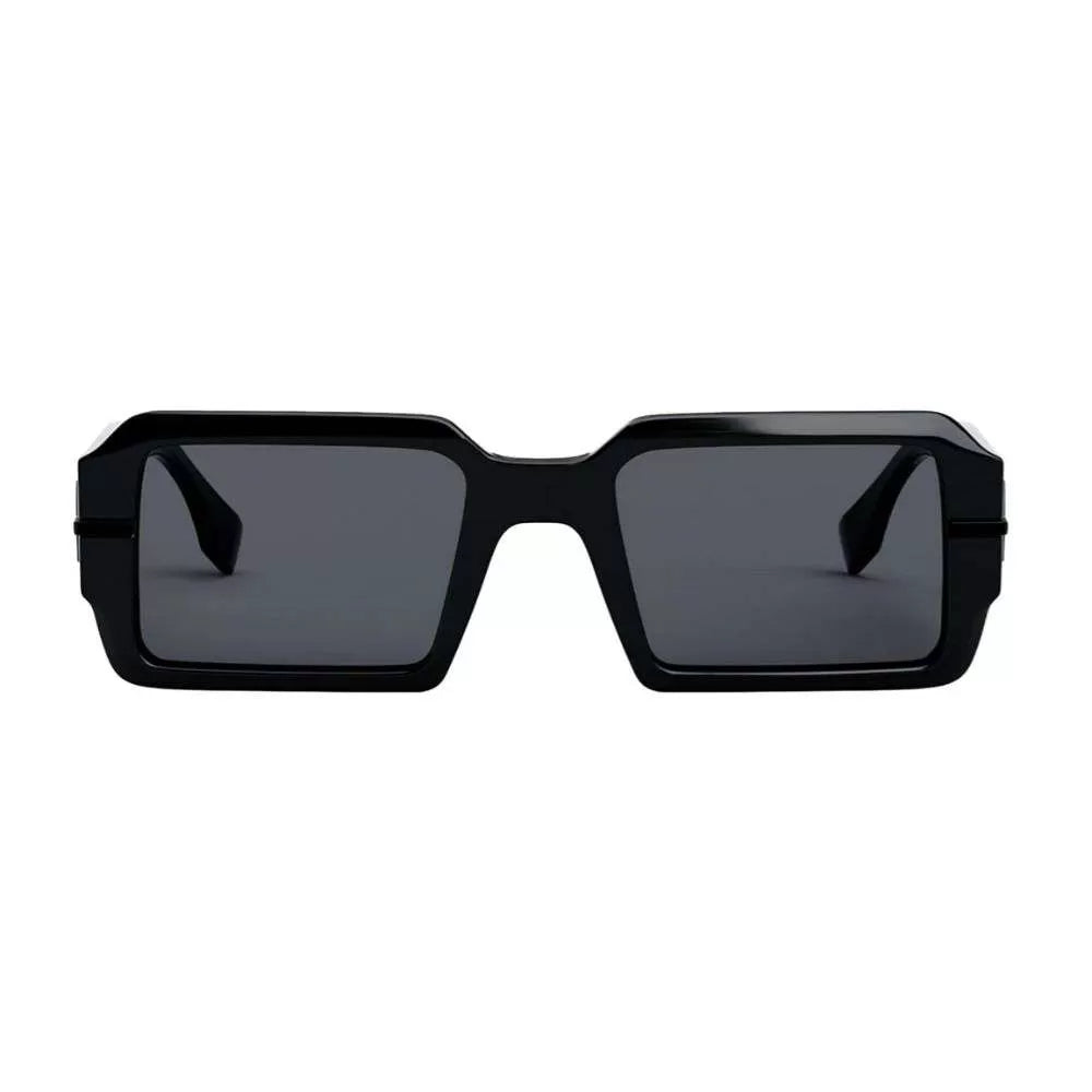 Fendi FE40073U 01A Fendigraphy Rectangular Sunglasses Black Frame Grey Lenses