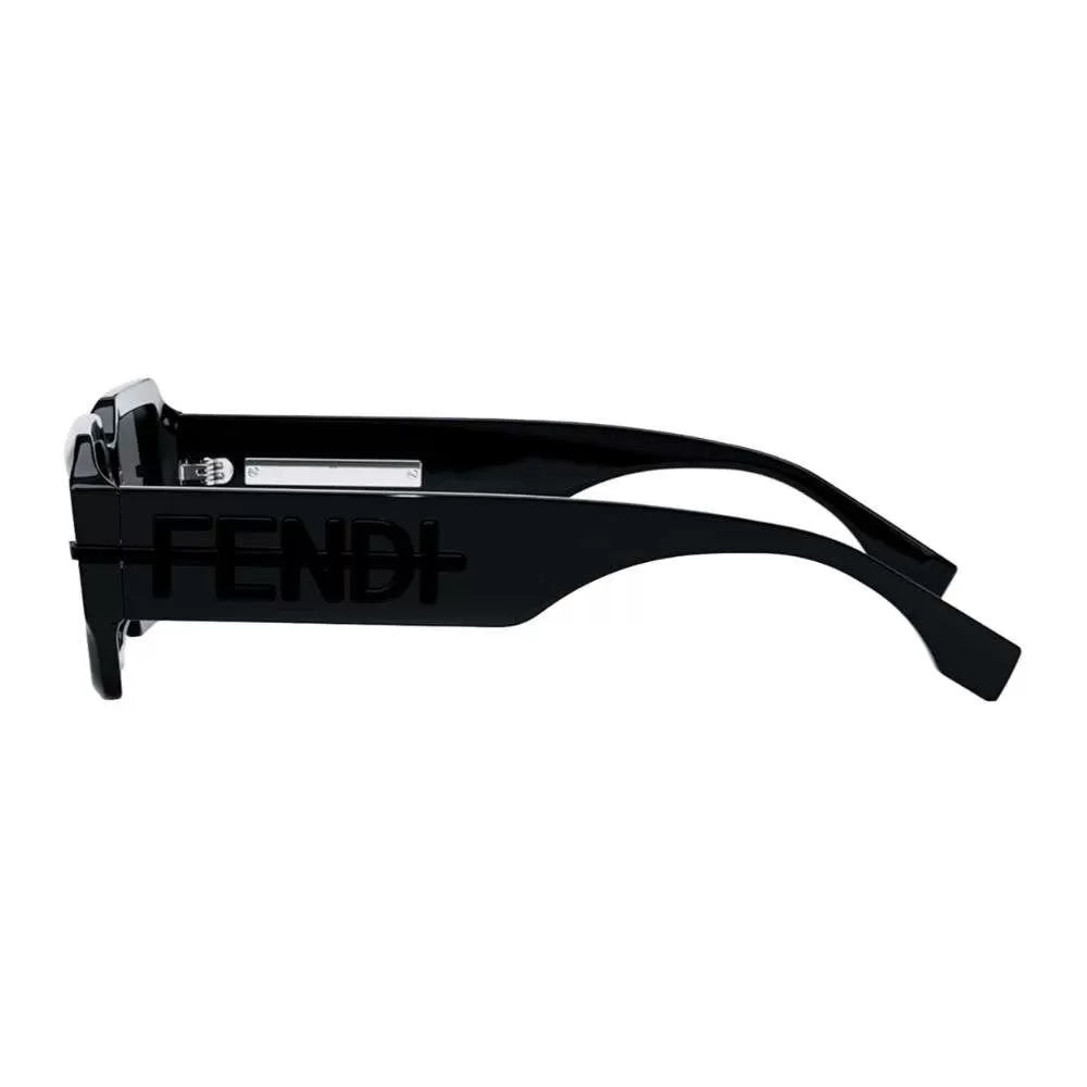 Fendi FE40073U 01A Fendigraphy Rectangular Sunglasses Black Frame Grey Lenses