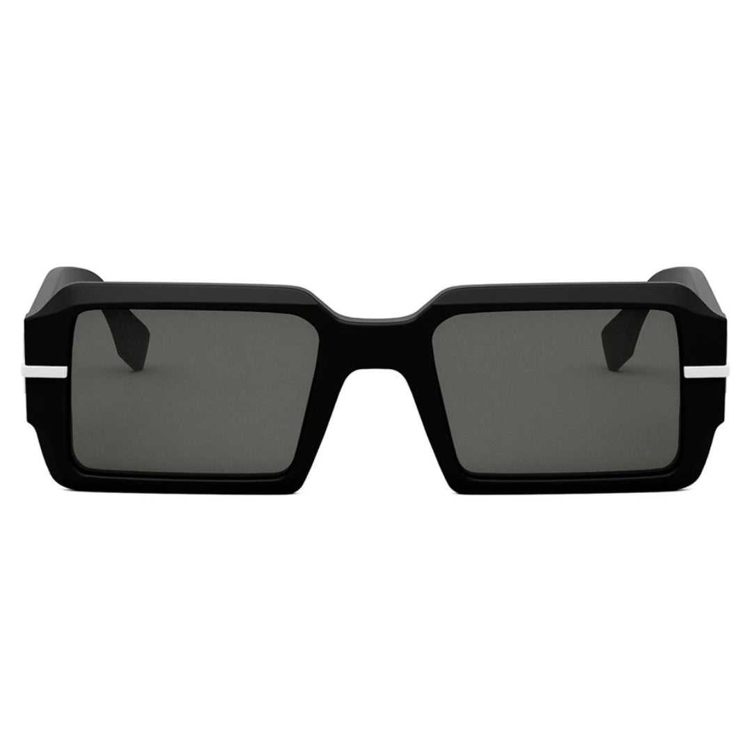 Fendi FE40073U 02A Fendigraphy Square Sunglasses Black Frame Grey Mirror Lenses