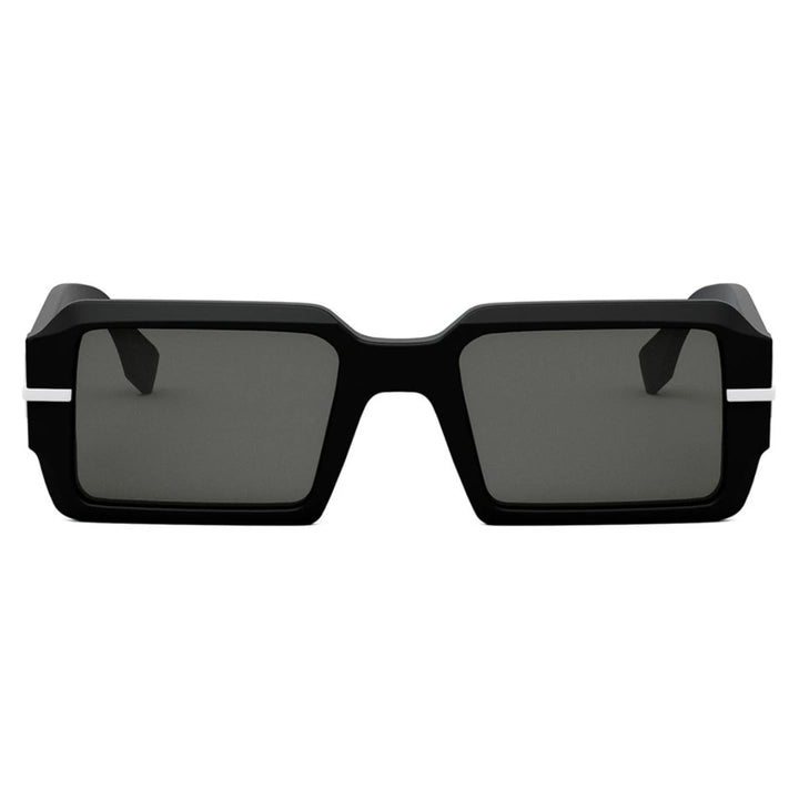 Fendi FE40073U 02A Fendigraphy Square Sunglasses Black Frame Grey Mirror Lenses
