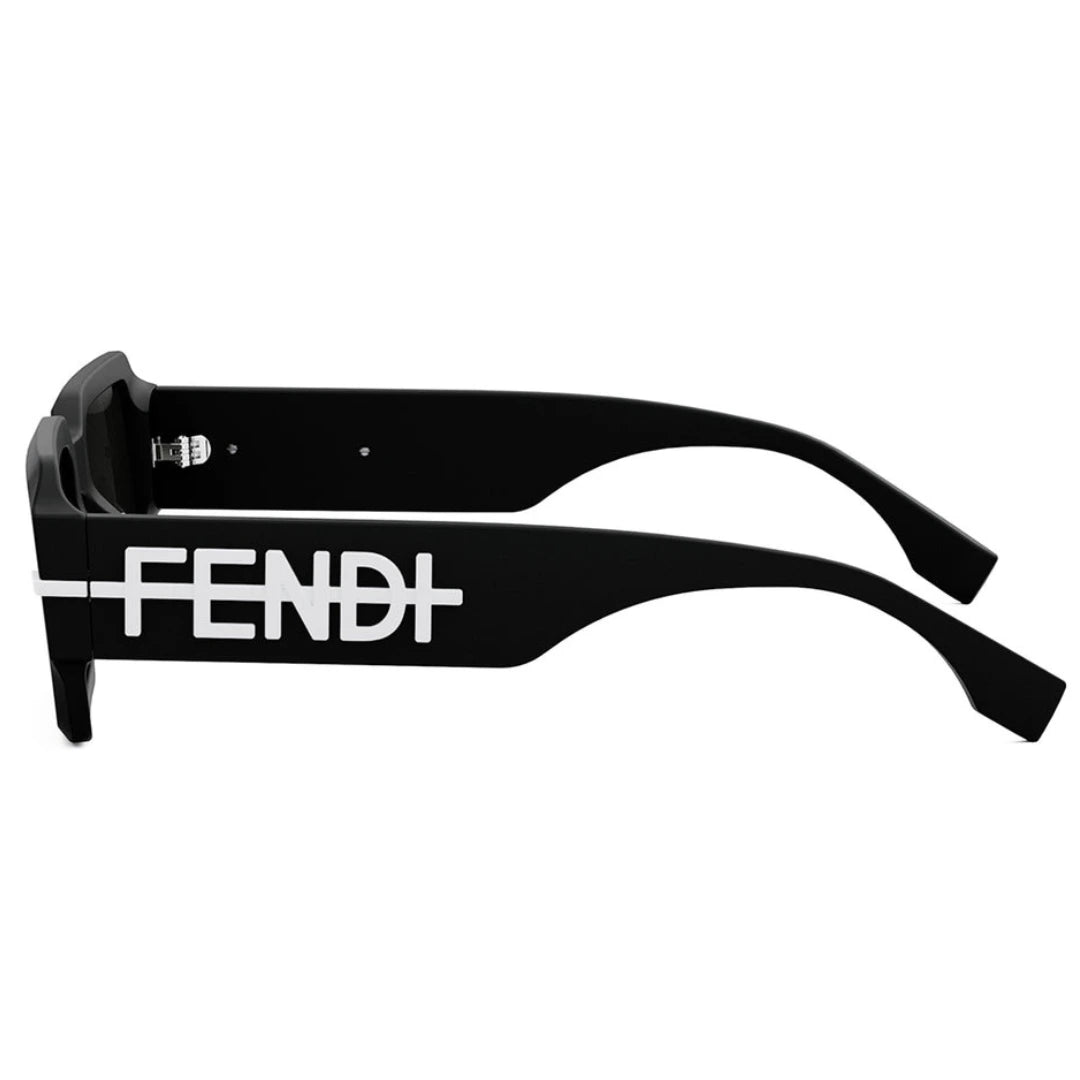 Fendi FE40073U 02A Fendigraphy Square Sunglasses Black Frame Grey Mirror Lenses