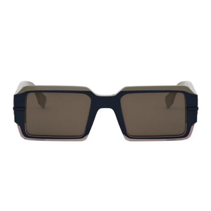 Fendi FE40073U 50E Fendigraphy Rectangular Sunglasses Havana Frame Brown Lenses