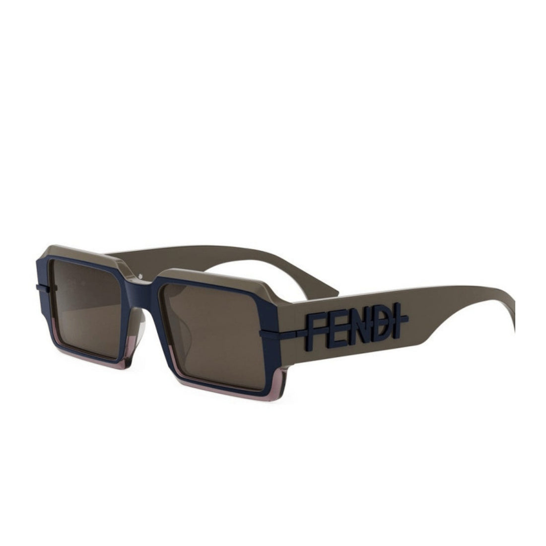 Fendi FE40073U 50E Fendigraphy Rectangular Sunglasses Havana Frame Brown Lenses
