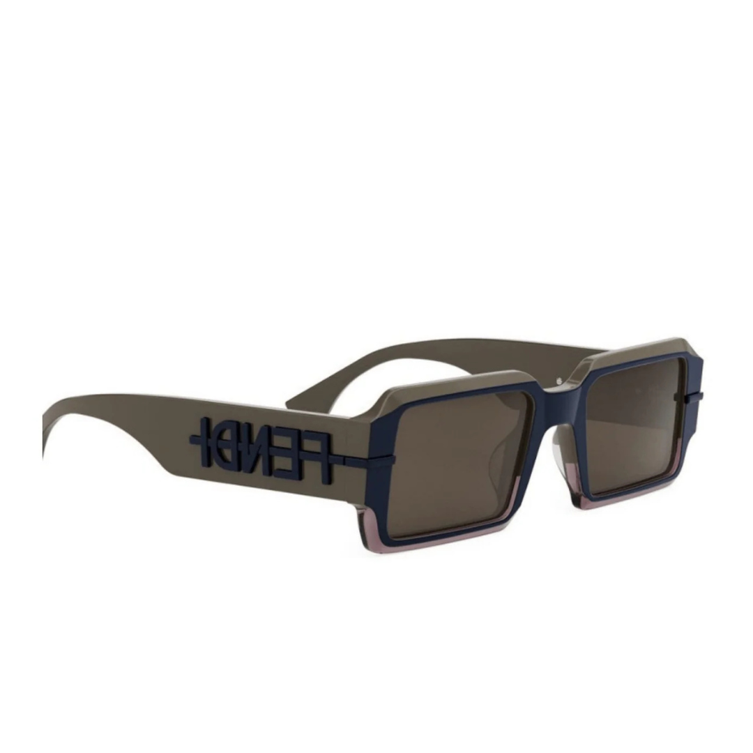 Fendi FE40073U 50E Fendigraphy Rectangular Sunglasses Havana Frame Brown Lenses