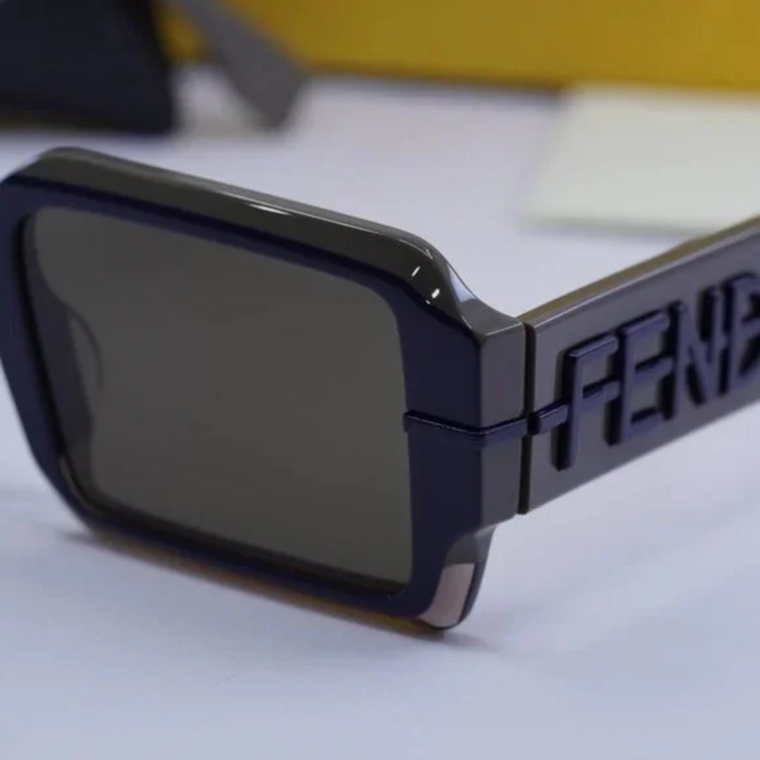 Fendi FE40073U 50E Fendigraphy Rectangular Sunglasses Havana Frame Brown Lenses