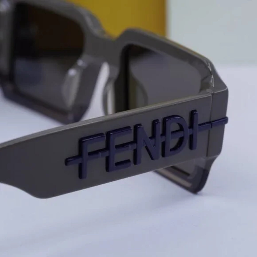 Fendi FE40073U 50E Fendigraphy Rectangular Sunglasses Havana Frame Brown Lenses
