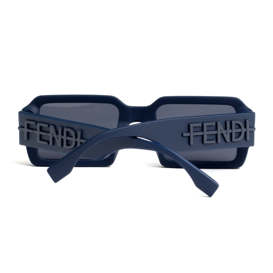 Fendi FE40073U 90V Fendigraphy Rectangular Sunglasses Navy Frame Grey Lenses