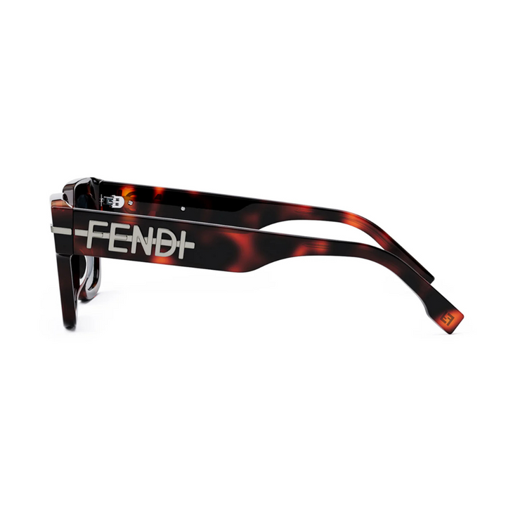 Fendi FE40078I 53V Fendigraphy Square Sunglasses Red Havana Frame Blue Lenses