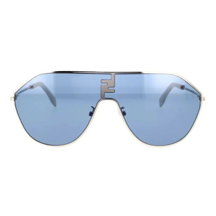 Fendi FE40080U 16V FF Match Aviator Shield Sunglasses Palladium Frame Blue Lenses