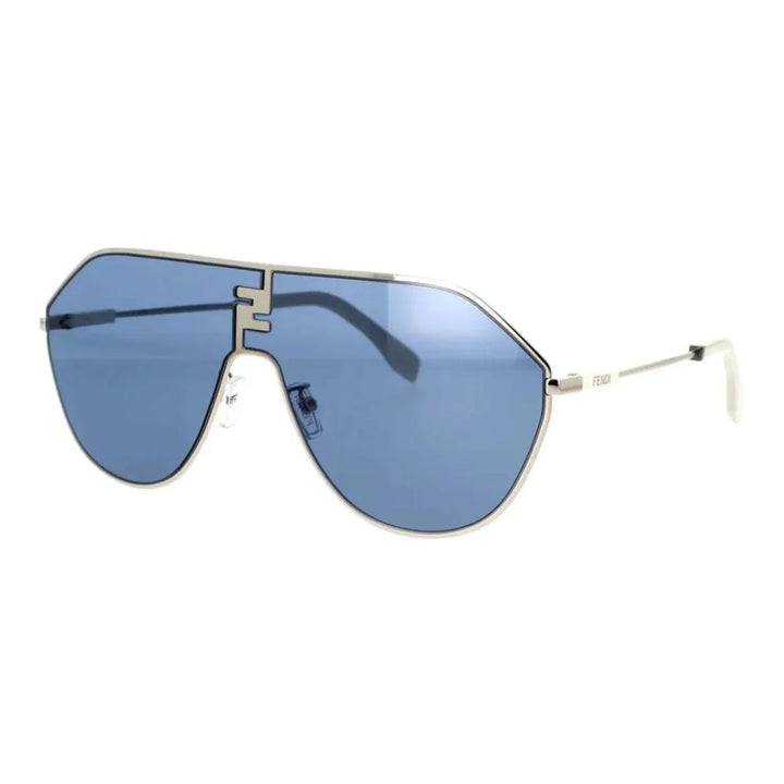 Fendi FE40080U 16V FF Match Aviator Shield Sunglasses Palladium Frame Blue Lenses