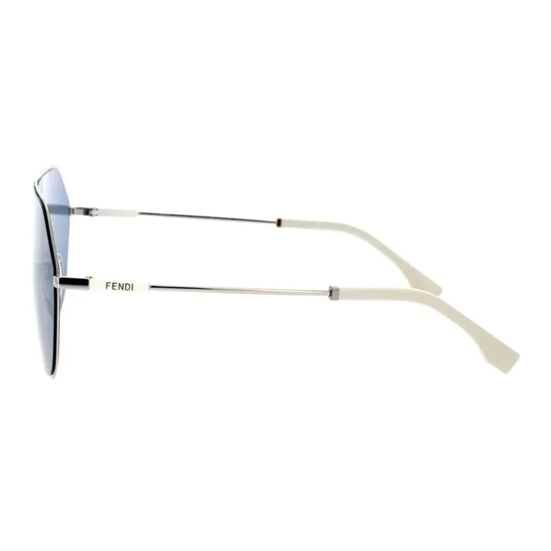 Fendi FE40080U 16V FF Match Aviator Shield Sunglasses Palladium Frame Blue Lenses