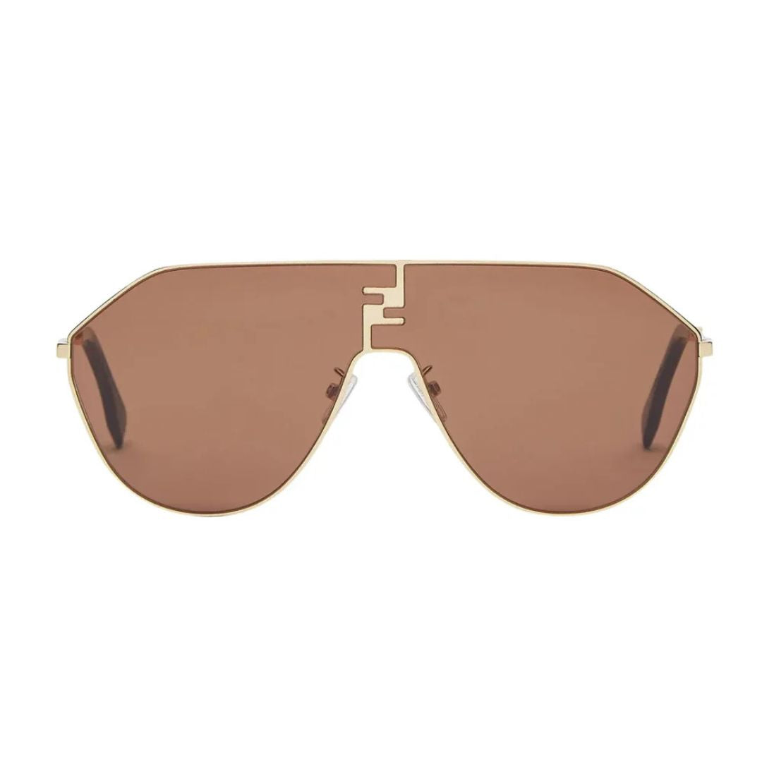 Fendi FE40080U 30E FF Match Aviator Sunglasses Gold Frame Brown Lenses