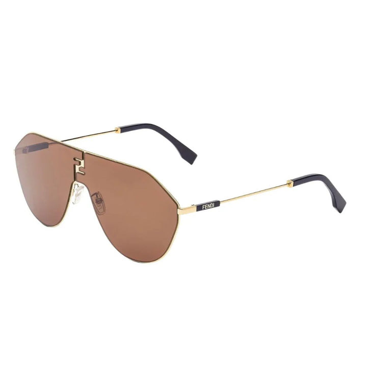 Fendi FE40080U 30E FF Match Aviator Sunglasses Gold Frame Brown Lenses