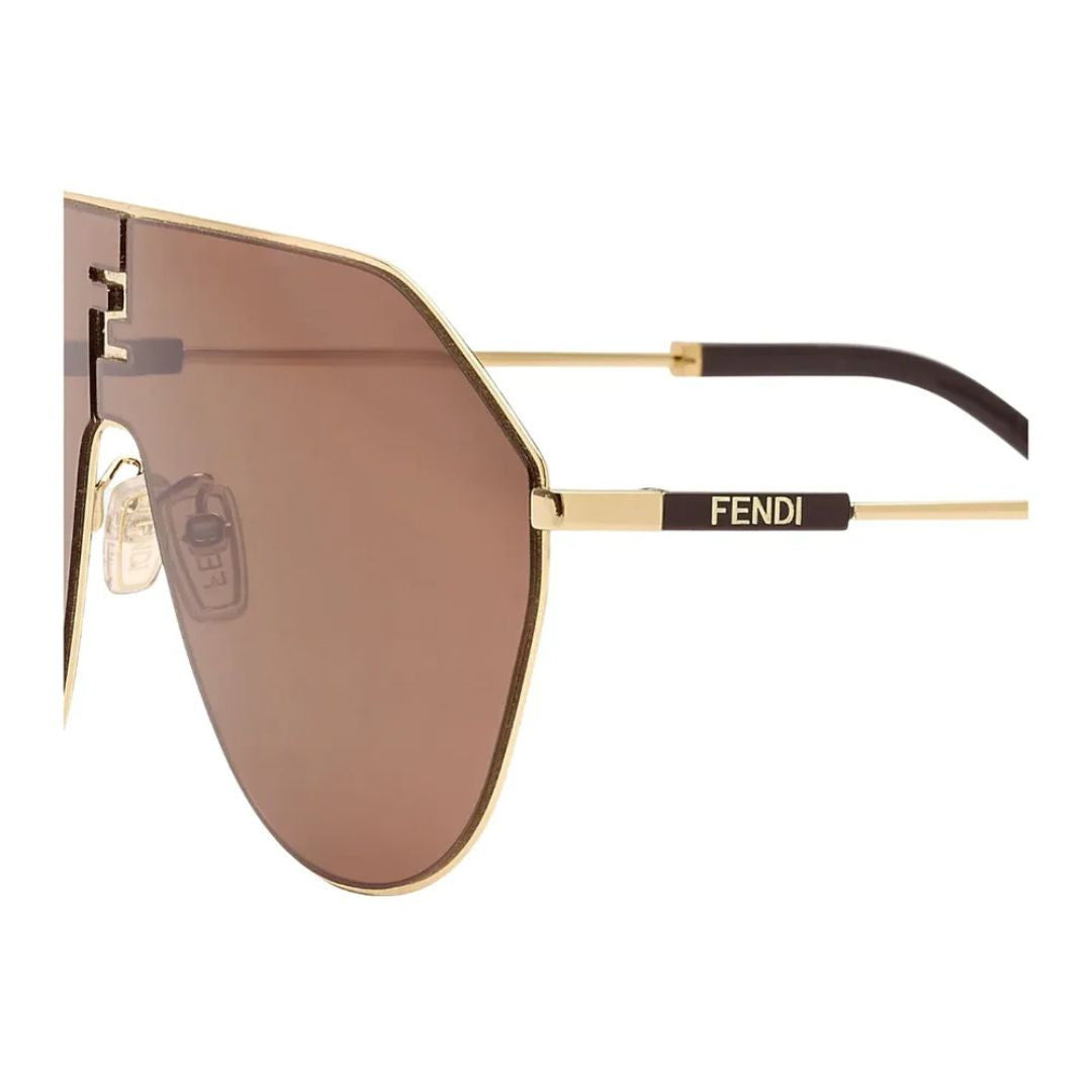 Fendi FE40080U 30E FF Match Aviator Sunglasses Gold Frame Brown Lenses