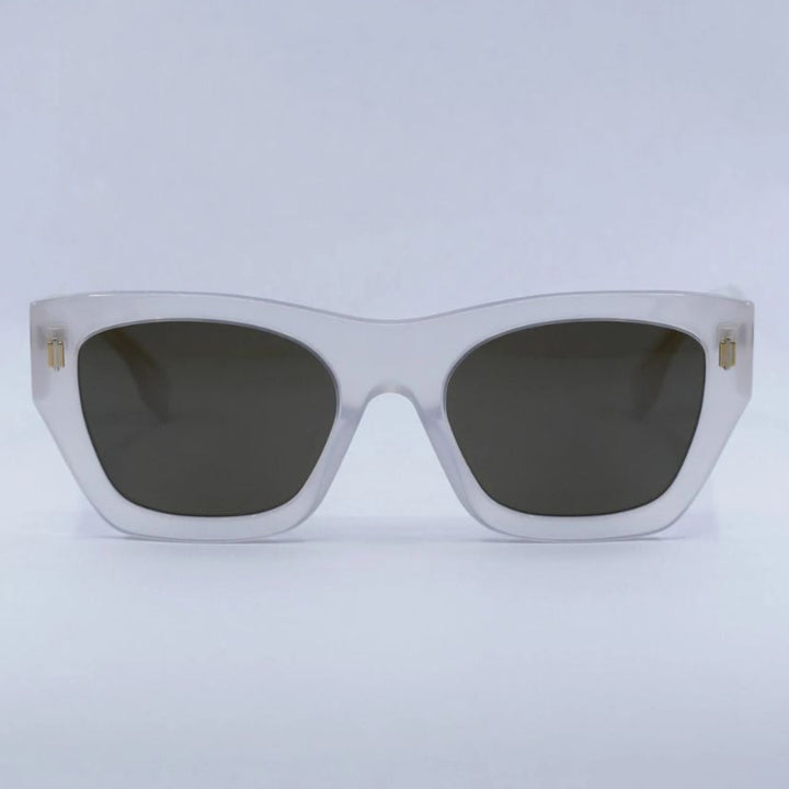 Fendi FE40100I 21E Roma Square Sunglasses Opaline White Frame Brown Lenses